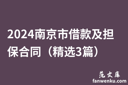 2024南京市借款及担保合同（精选3篇）