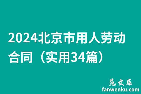 2024北京市用人劳动合同（实用34篇）