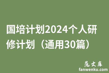 国培计划2024个人研修计划（通用30篇）